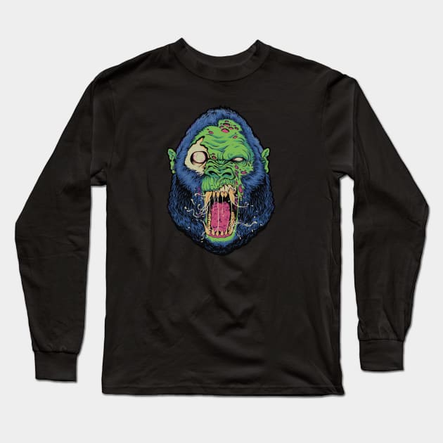 Awesome Zombie Gorilla Head Long Sleeve T-Shirt by SLAG_Creative